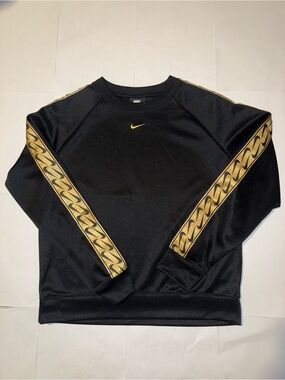 Nike Black Crewneck Sweater with Gold Stripe Detail